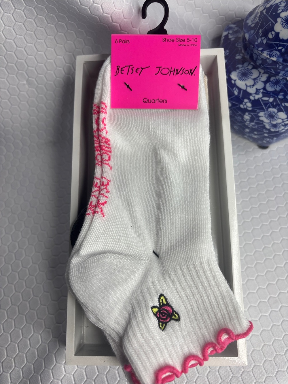 Betsey Johnson 6-Pack Multi Color Quarter Ankle Cut Sock Pack NWT